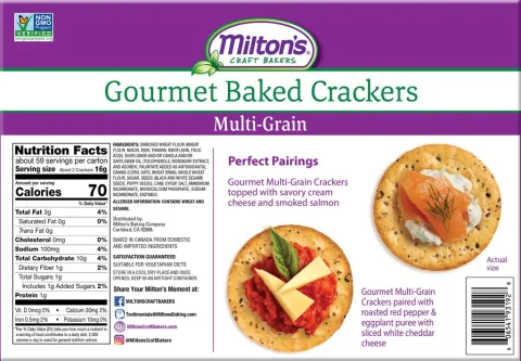 Milton's Multi-Grain Crackers 4 Units / 238 g / 8.4 oz
