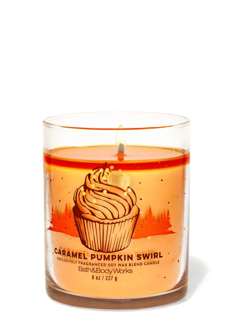 Bath & Body "Caramel Pumpkin Swirl" Single-Wick Candle