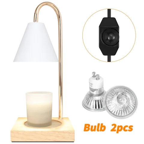 Hyindoor Candle Warmer Lamp Wax Melt Warmer for Scented Wax with 2 GU10 Bulbs Compatible with Candle Large Jar White