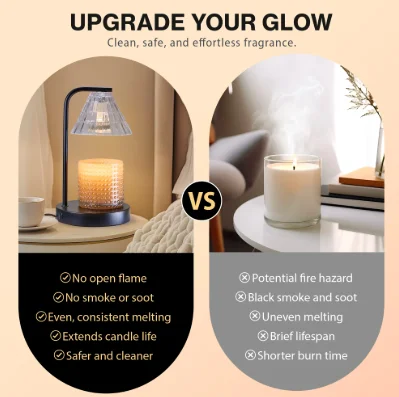 Better Homes & Gardens Candle Warmer Lamp with Glass Shade, Black, Traditional, 10.5", 1 Each