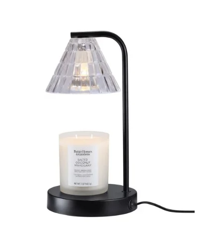 Better Homes & Gardens Candle Warmer Lamp with Glass Shade, Black, Traditional, 10.5", 1 Each