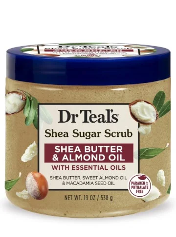 Dr Teal's Shea Sugar Body Scrub with Shea Butter, Almond Oil and Essential Oils, 19 oz