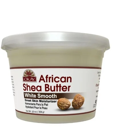 Okay Pure Naturals African Shea Butter Jar, Natural Body Moisturizer and Hair Conditioner, White, 13 oz