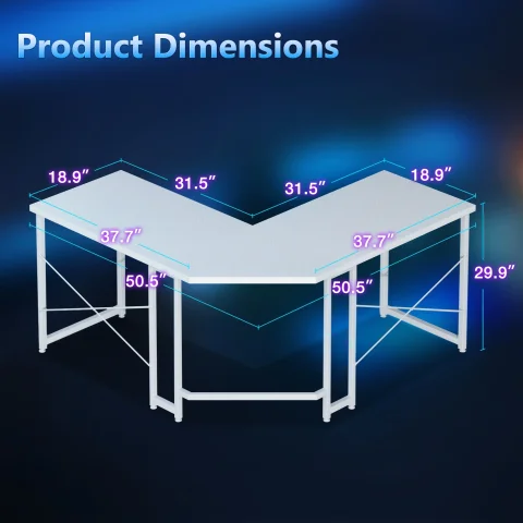 Casacomoda Computer Desk L Shaped, 51” Reversible L Shaped Computer Desk with Monitor Stand, Home Office Desk, Carbon Fiber White