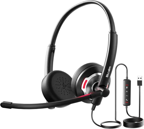 Wired Headset with Noise Canceling Mic & in-Line Control, Business Headset with Microphone