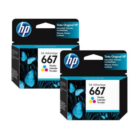 HP 667 Original Tricolor Ink Cartridge 2 Units