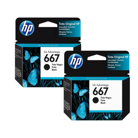 HP 667 Black Original Ink Cartridge 2 Units