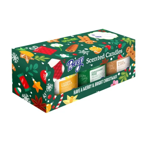 Beep Christmas Edition Aromatic Candles with Assorted Fragrances 3 Units / 170 g / 6 oz