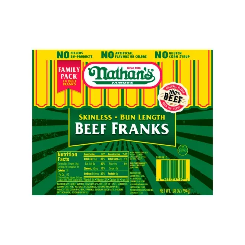 Nathan's Skinless Beef Franks 794 g / 1.75 lb