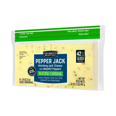 Member's Selection Pepper Jack Cheese Sliced 907 g / 2 lb 4