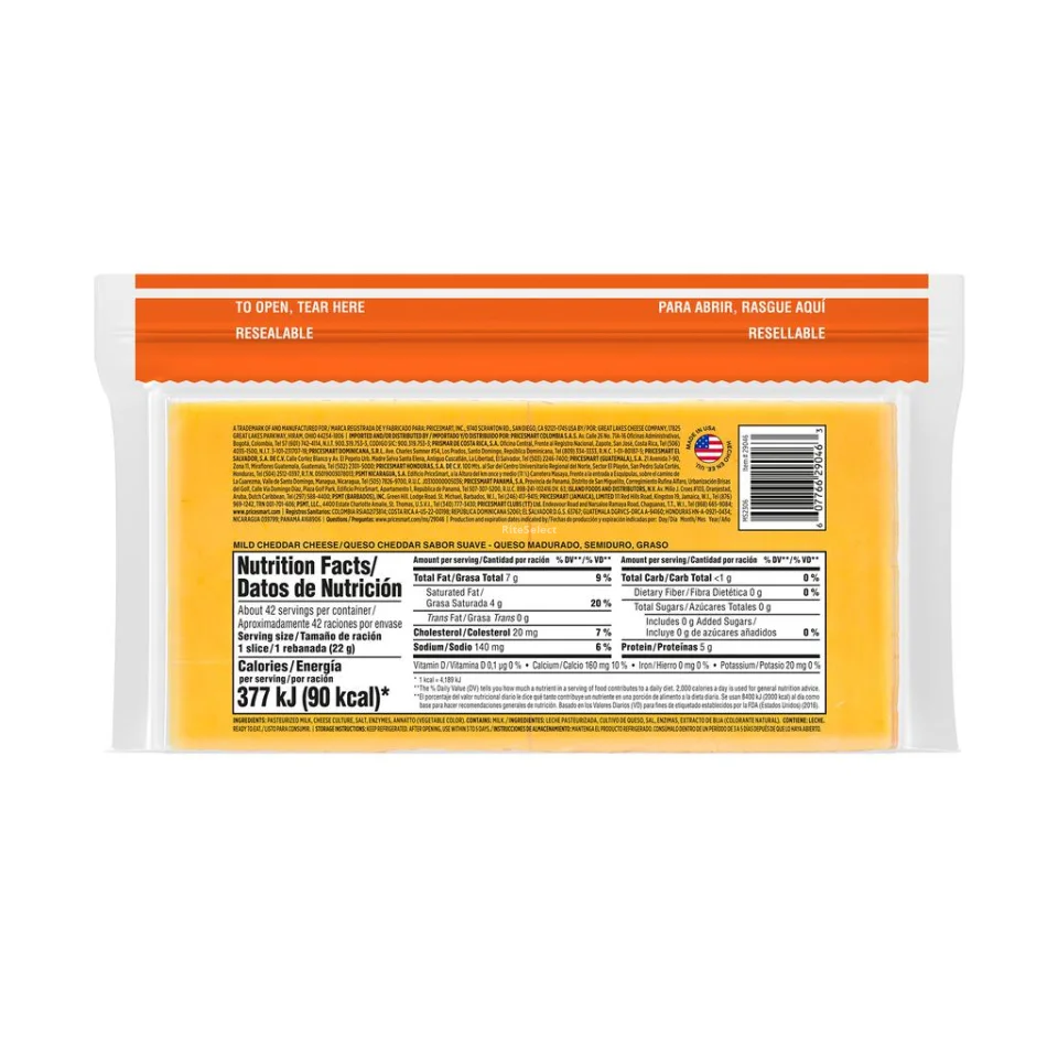 Member's Selection Sliced Mild Cheddar Cheese 907 g / 2 lb