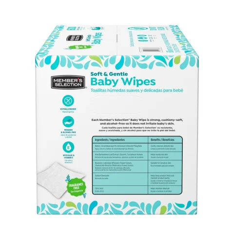 Member's Selection Hypoallergenic Baby Wipes 6 Packs / 100 Units
