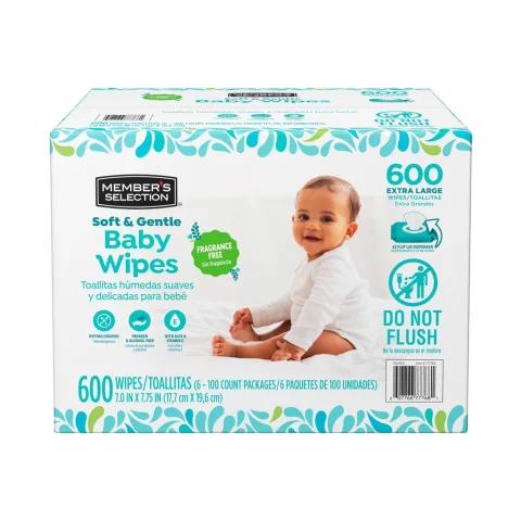 Member's Selection Hypoallergenic Baby Wipes 6 Packs / 100 Units