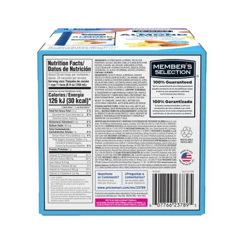 Member's Selection Unsweetened Vanilla Almond Beverage 6 Units / 946 mL / 32 oz
