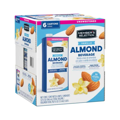 Member's Selection Unsweetened Vanilla Almond Beverage 6 Units / 946 mL / 32 oz