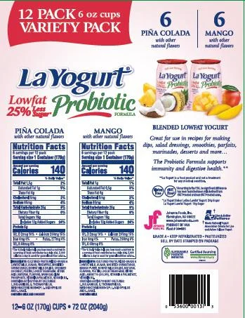 La Yogurt Pina Colada and Mango 12 Units / 170 g