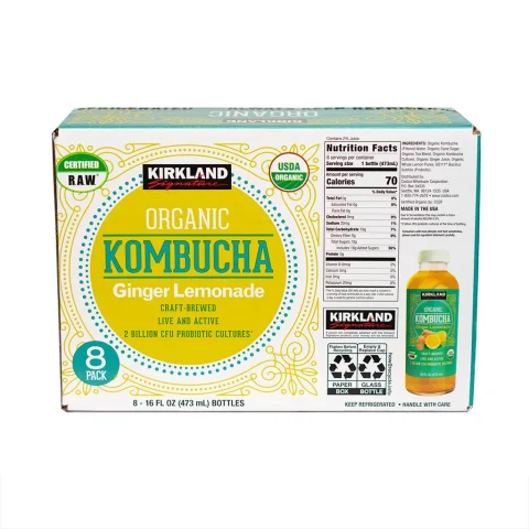 Kirkland Signature Organic Ginger Lemonade Kombucha 8 Units / 473 mL