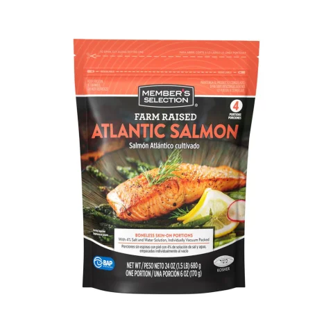 Member's Selection Frozen Boneless Salmon Portions with Skin 680 g / 1.5 lb
