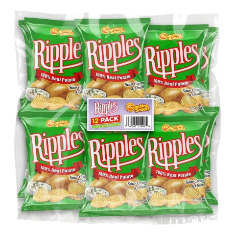 Ripples Sour Cream and Onion Potato Chips 12 Units / 35 g