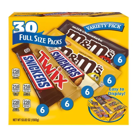 Snickers, Twix, M&M’s, Chocolate Bar Mix 30 Units / 1.5 kg / 3.3 lb