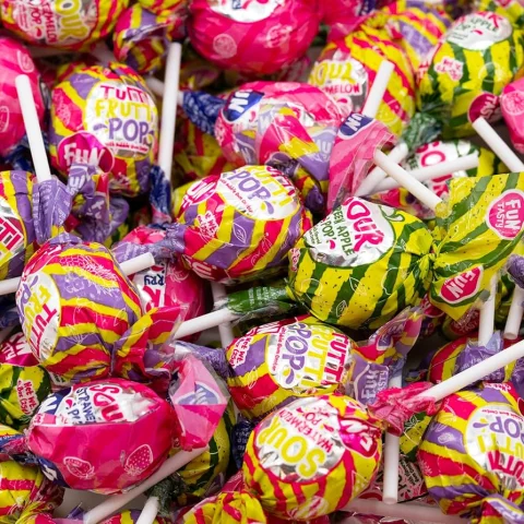 KC Candy Kiddie Pop Assorted Flavor Lollipops with Gum 120 Units / 13 g / 0.45 oz