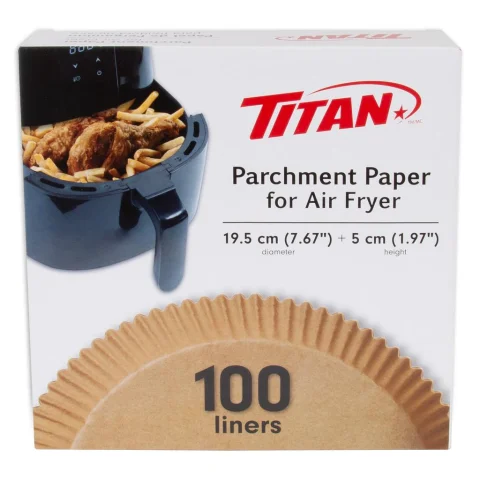 Titan Non-stick Paper Liners for Air Fryer 100 Units / 19.5 cm / 7.6"