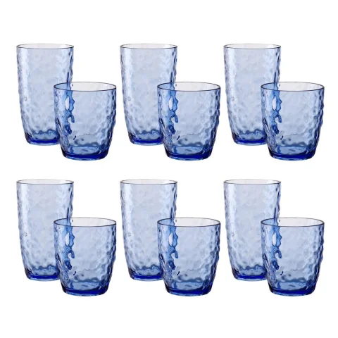 12-Piece Hammered Glass Set