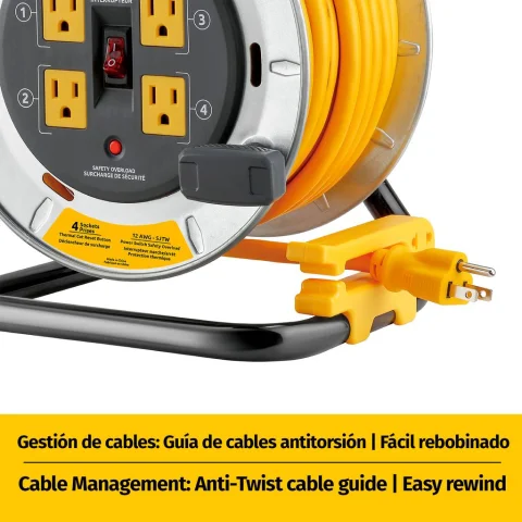 Link2Home Retractable Cord Reel with 4 Outlets 15.24 m / 50'